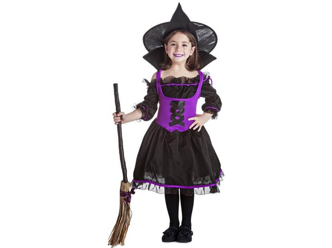 Disfraz de Niña DISFRAZZES Bruja Púrpura (Talla: 3 a 4 años)