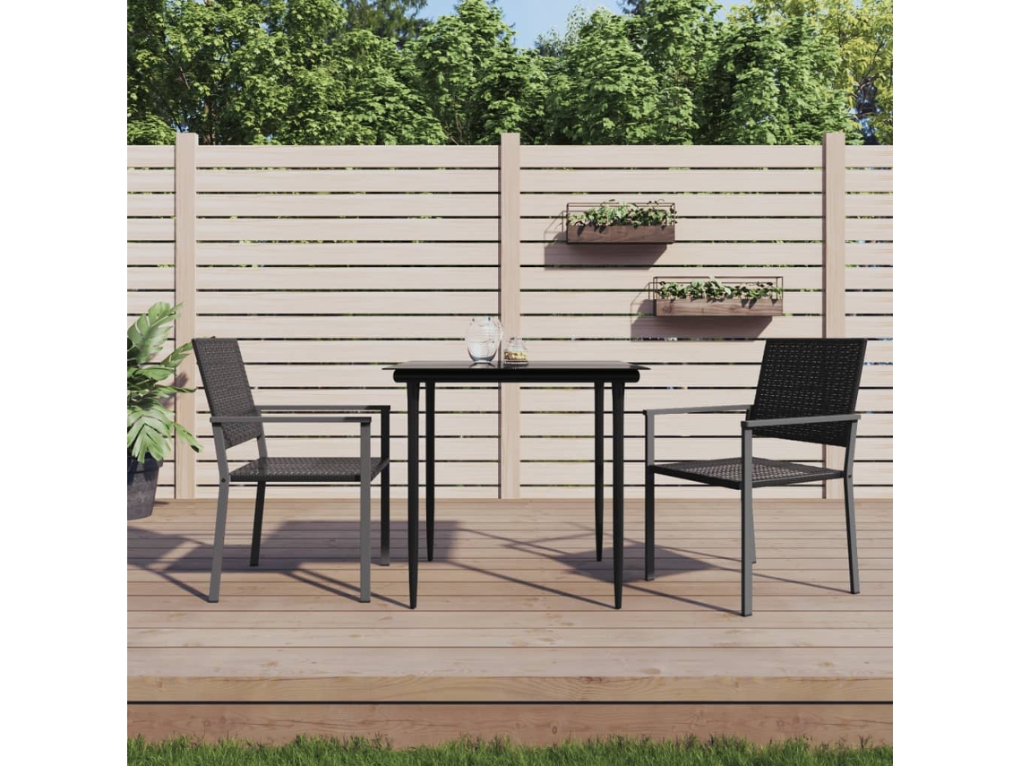 Juego de comedor de jardín de mimbre PE y acero Dkd Home Decor