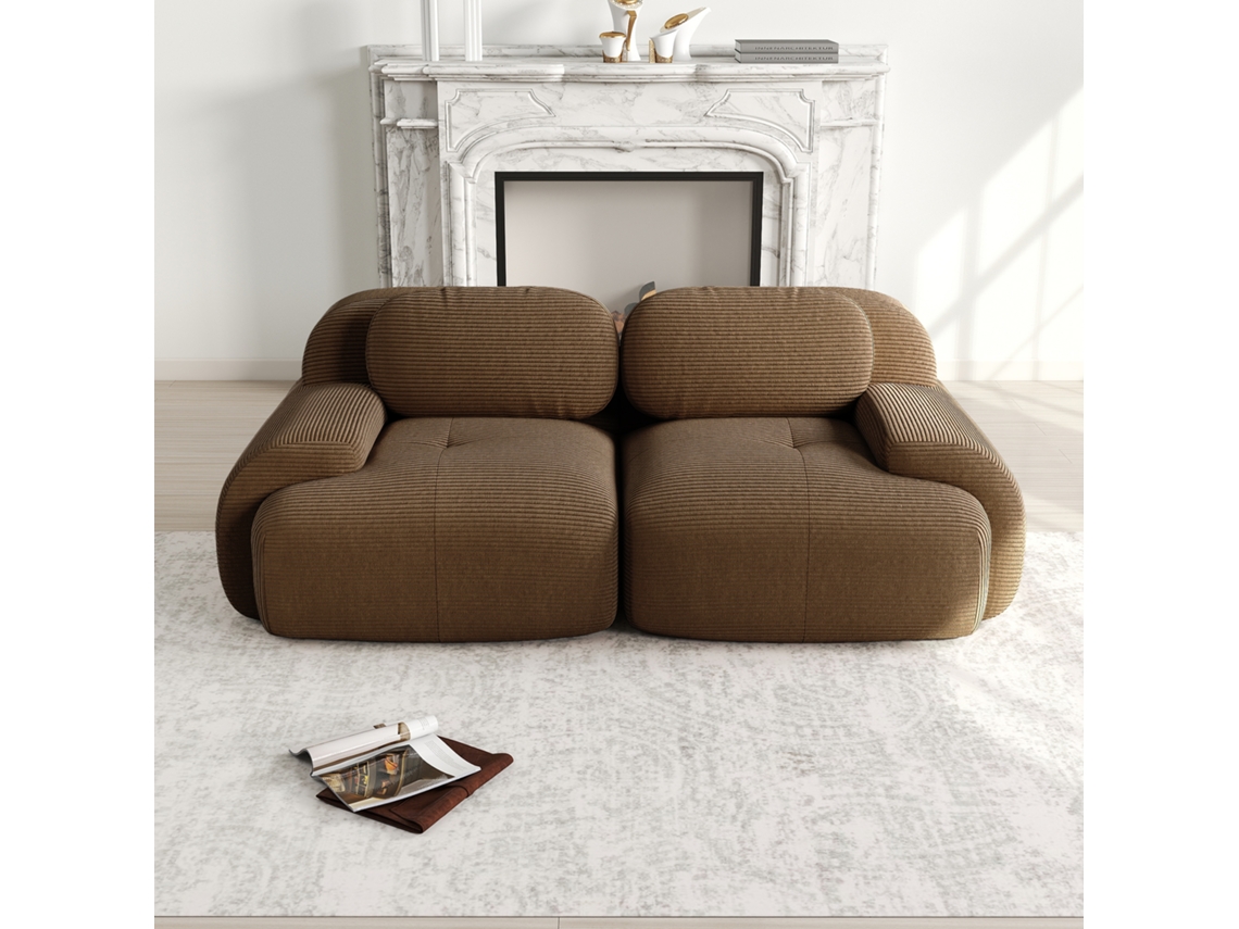 Sofá Loveseat 82'' - Modular Con Reposabrazos Curvos Y Base Antideslizante - Marrón