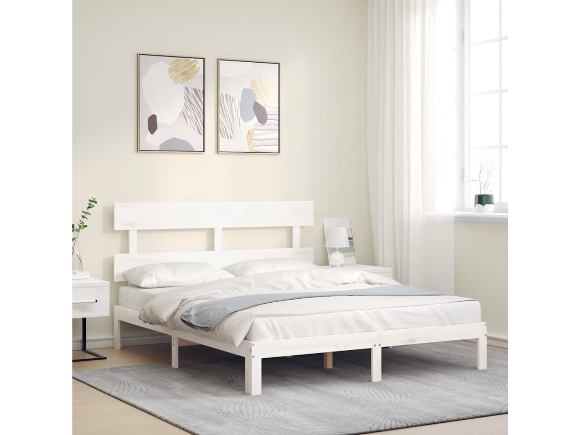 Estructura De Cama Sin Colchón Madera Maciza De Pino 160x200 Cm