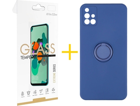 Carcasa + Protector de Pantalla para Samsung Galaxy A71 SKYHE Azul Oscuro