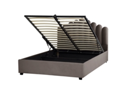 Cama con almacenaje BELIANI Vincennes de Terciopelo Beige 167x214x125