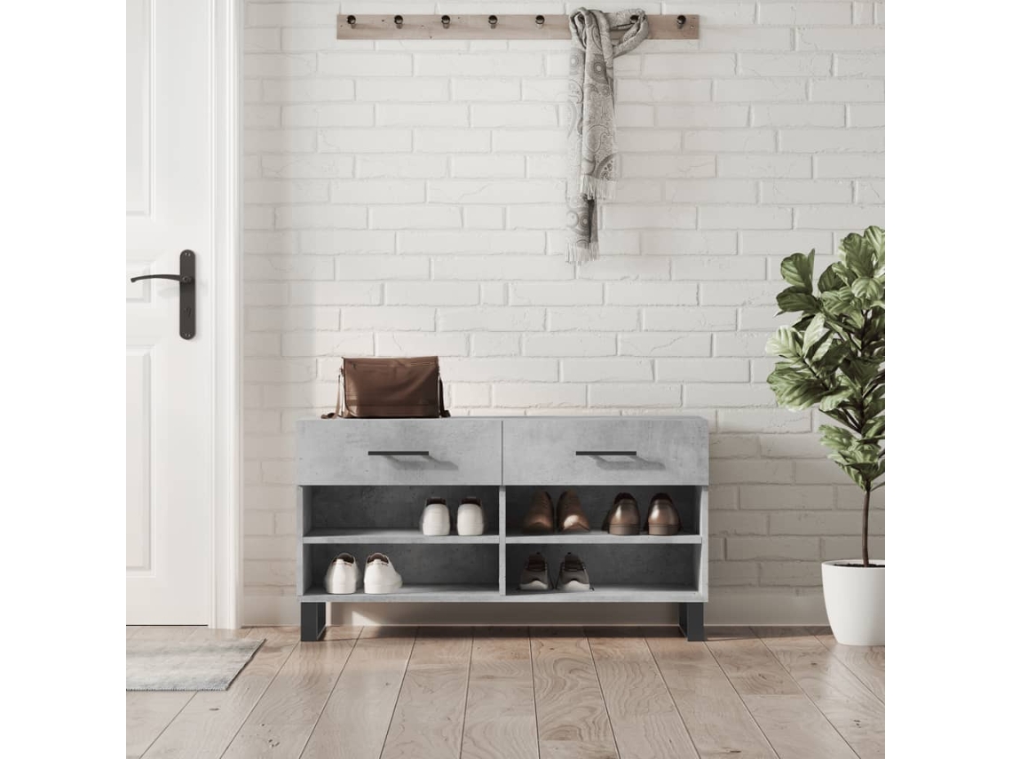 Banco Zapatero Organizador en Derivados de Madera Gris Cemento 102X35X55 Cm