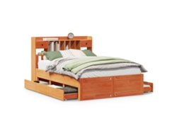 Maison Exclusive - Cama Con Estantería Sin Colchón Madera Maciza Marrón 150x200 Cm