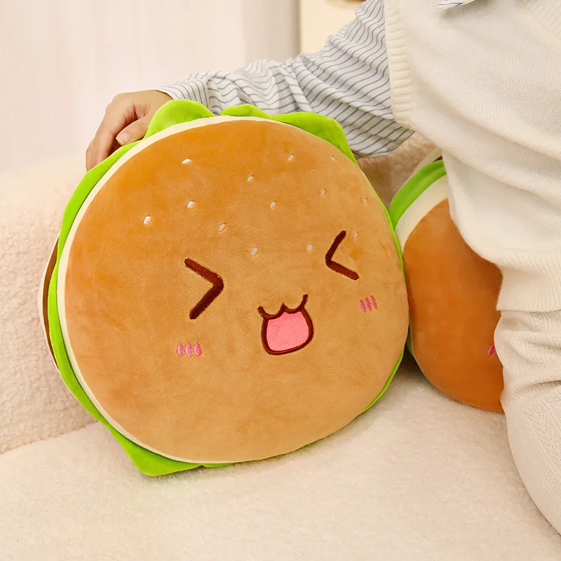 (feliz 40cm) Almohada/cojín Realista Para Adultos Con Forma De Hamburguesa, Decoración Para El Hogar Con Forma De Comida.