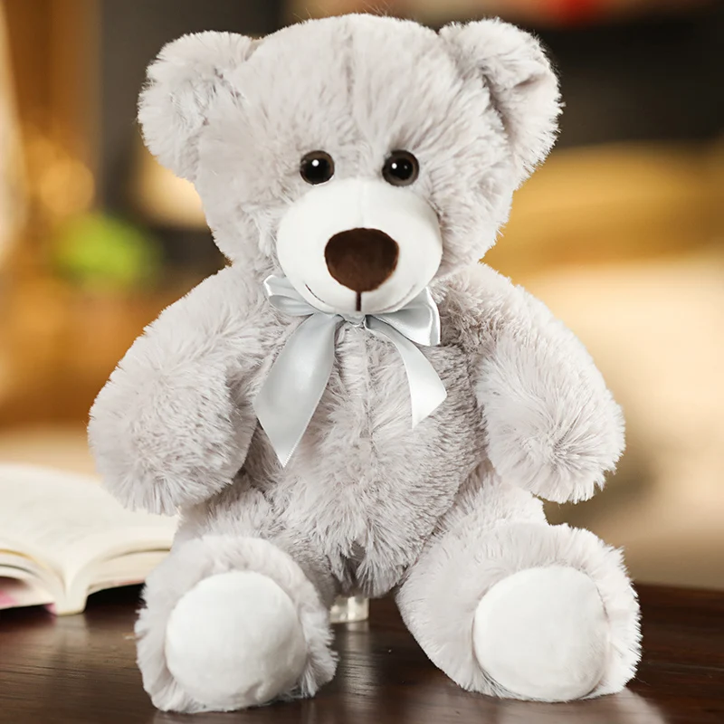 (gris, 35 Cm) Lindo Y Adorable Peluche De Oso De Dibujos Animados Con Lazo.