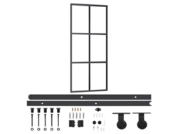 Puerta corredera VIDAXL Negro Aluminio (90x205cm)