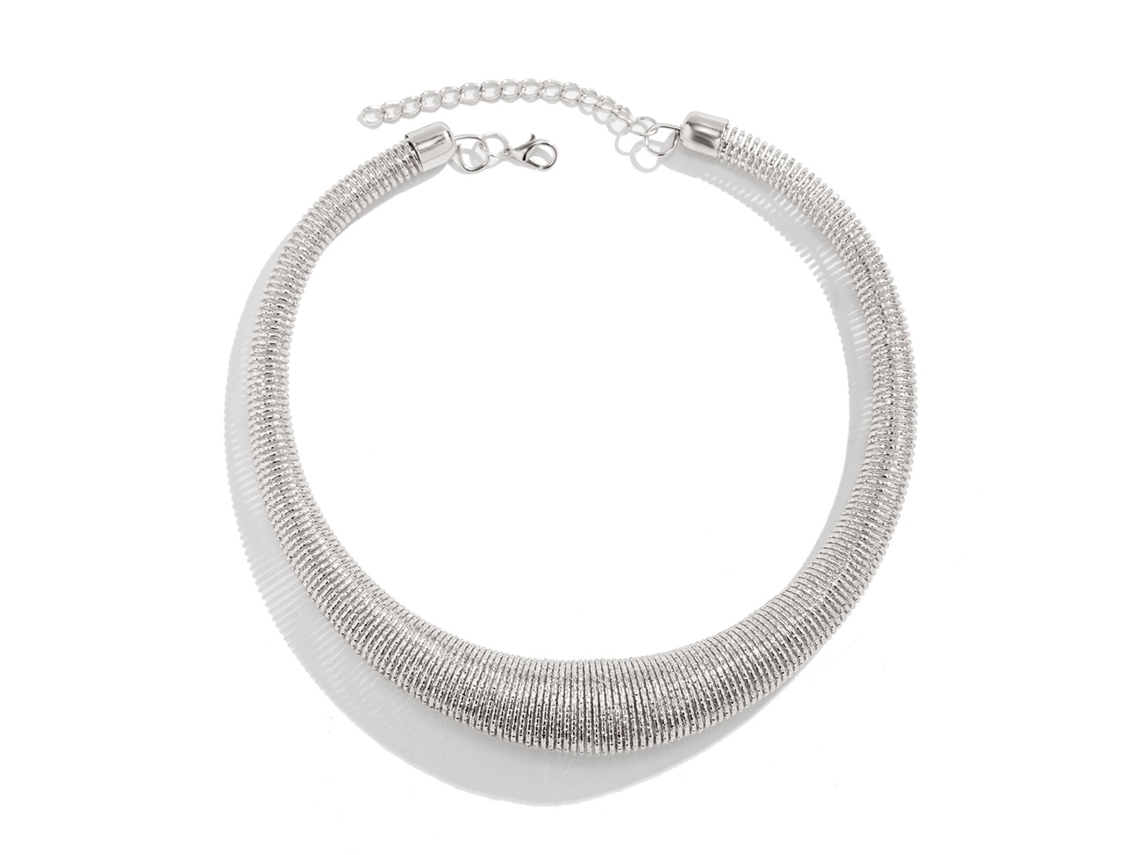 Collar De Cadena De Serpiente Para Mujer, Geométrico, De Metal Plateado, Ajustable Con Cierre De Gancho Y Argolla Para Fiestas.