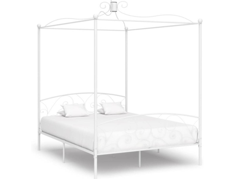 Estructura de cama con dosel de metal VIDA XL blanco (180x200 cm)