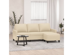 Sofá De 3 Plazas | Sofá De Salón | Sofá De Descanso Con Taburete De Tela Crema 180 Cm Wsd994441