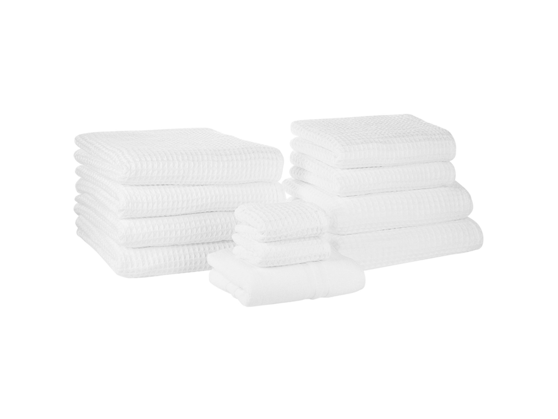 Conjunto de 11 toallas BELIANI Areora de Algodón Blanco 100x1x150