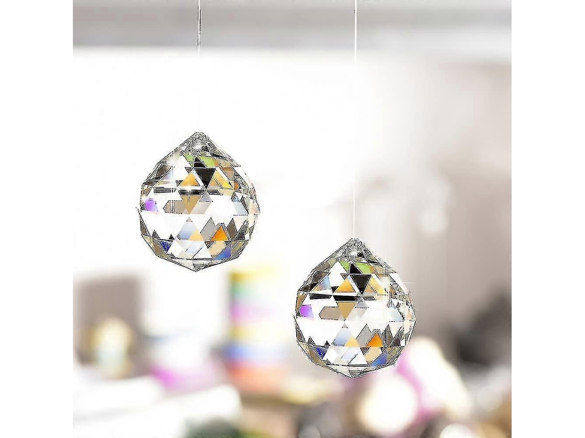 Atrapasol colgante de prisma de bola de cristal transparente de 40 mm (paquete de 2)