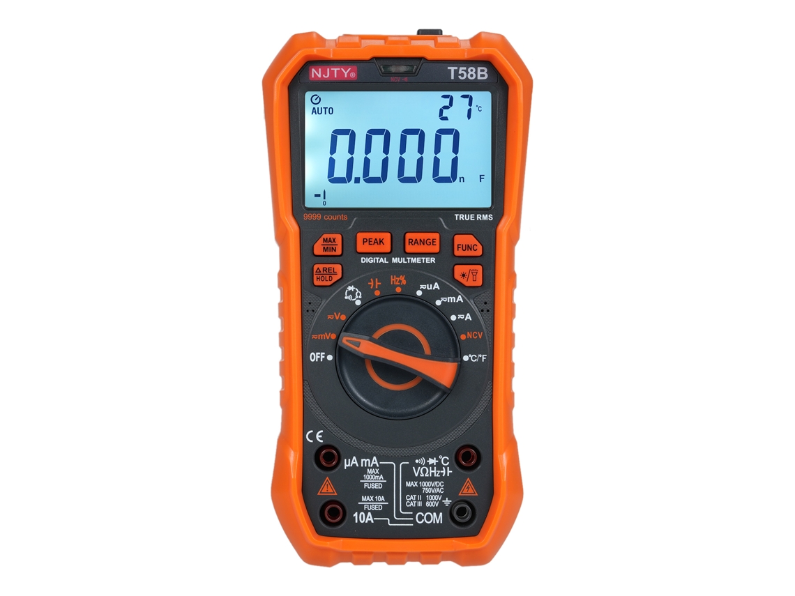 Multímetro Digital Njty T58b De 9999 Cuentas, Voltaje Ca/cc, Capacitancia. Herramienta Eléctrica Profesional.