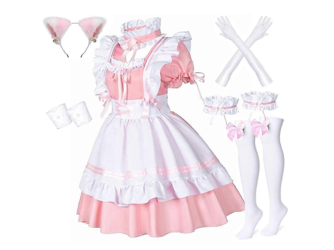 2026altiro-disfraz De Sirvienta Ángel Lolita Francesa Con Orejas De Gato Y Accesorios Para Mujer - Rosa