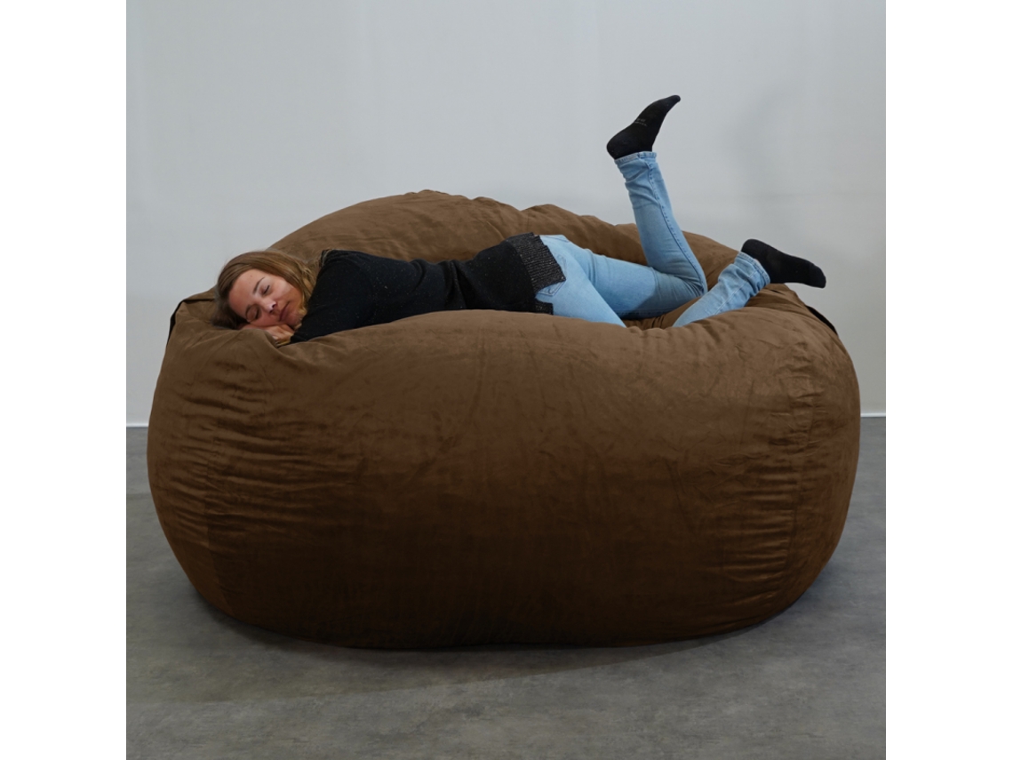 Puf Gigante De Micro Gamuza Desenfundable Marrón 200 Cm