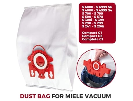 Bolsa de polvo de eficiencia 3D Compatible con AirClean de repuesto de 6 uds para aspiradora Miele FJM reemplaza la parte 10123220