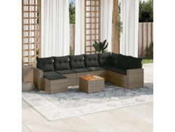 Conjunto de sofá de jardín de 9 piezas con cojines de mimbre gris de DKD Home Decor