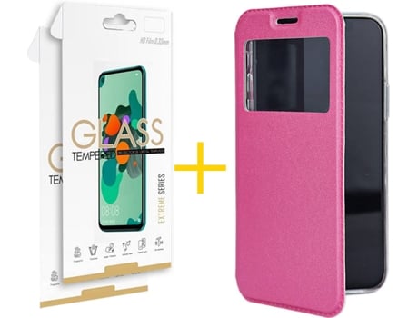 Kit Funda + 2 Protectores de Pantalla Samsung Galaxy S20 Ultra 5G SKYHE Gandy Flip (Rosa)