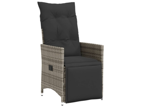 Sillón reclinable de jardín VIDAXL con cojines ratán sintético gris