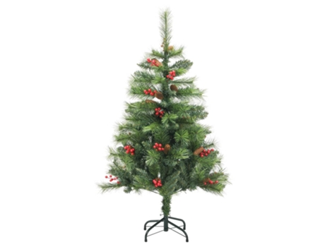 VIDAXL Árbol de Navidad artificial con piñas y bayas 120 cm