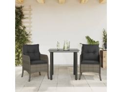 Conjunto de comedor de jardín de 3 piezas con cojines DKD Home Decor, ratán gris