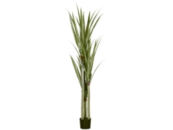 Planta De Yuca Artificial Grande De 190 Cm, De Plástico, En Maceta Color Esmeralda.
