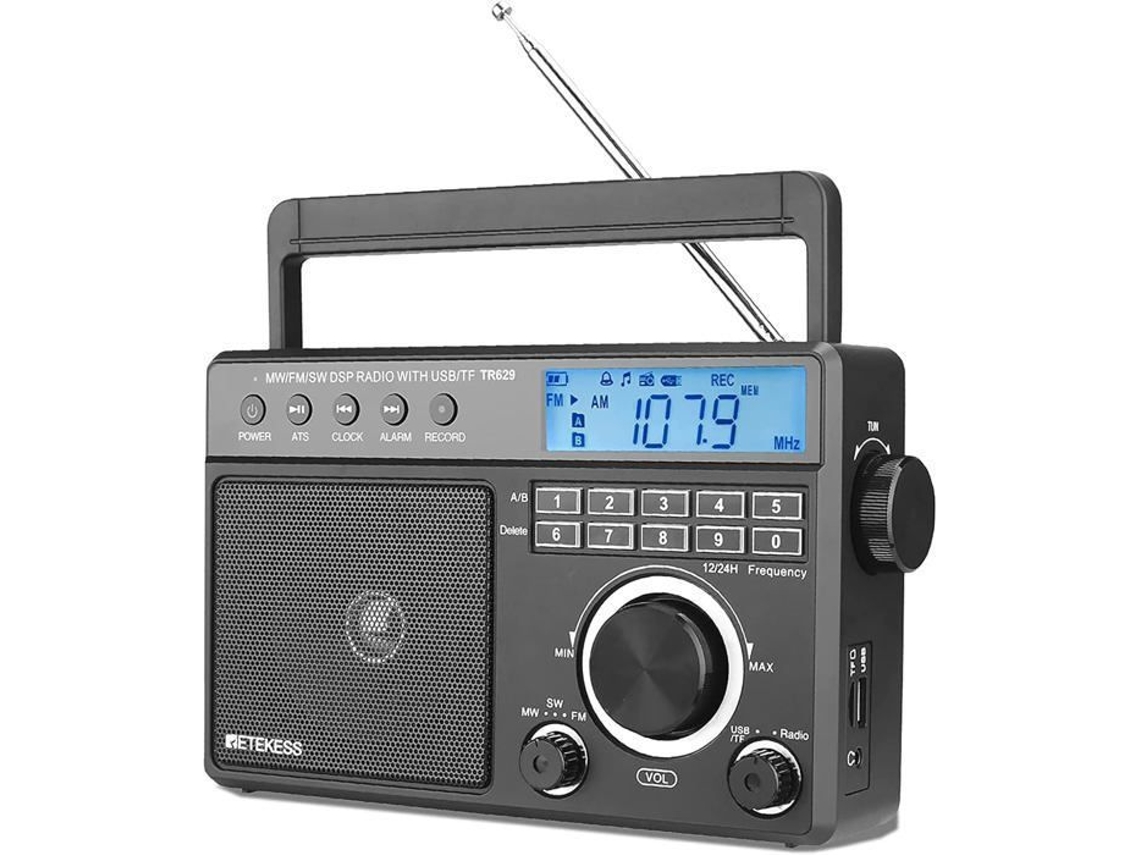 Radio portátil TR629, radio DAB, FM, AM, SW, tarjeta USB Micro SD, MP3, altavoces, entrada para auriculares, despertador, pantalla LCD, Simp Retekess