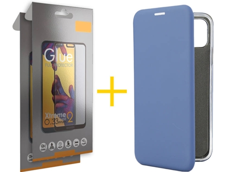 Kit Funda + Protector de Pantalla Apple iPhone 11 Pro Max SKYHE Flip Cover 0440 Azul