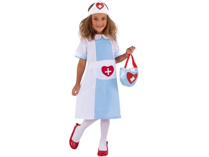 Disfraz de Niña DISFRAZZES Enfermera Azul Y Blanca (Talla: 7 a 8 años)