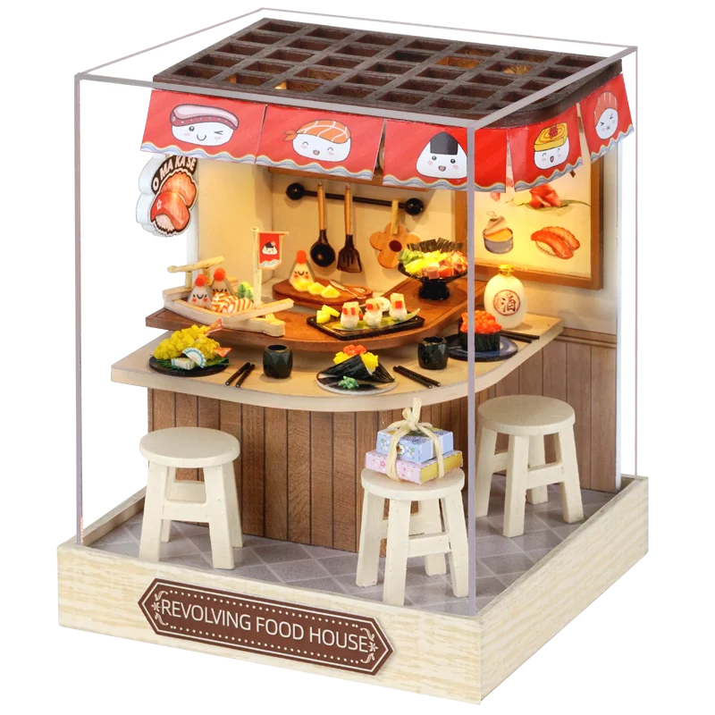 (qt088 Mini casa de muñecas DIY con tapa)