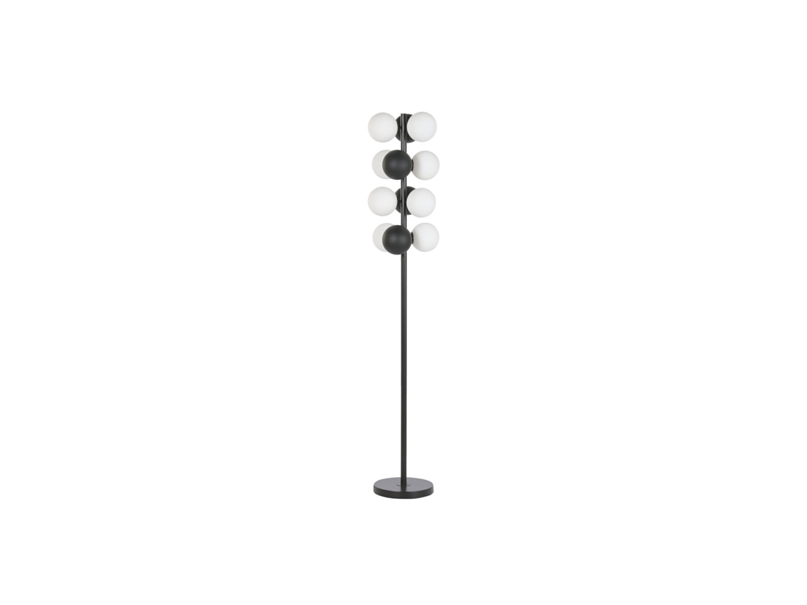 Lampara Pie Metal Cristal Bolas Negro 28x28x155cm