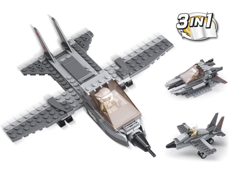 Blocs de Construcción SLUBAN Army 3 en 1 Avión Combate 125 Piezas (Edad Mínima: 6 Años - 23,7 x 4,5 x 14,1 cm)