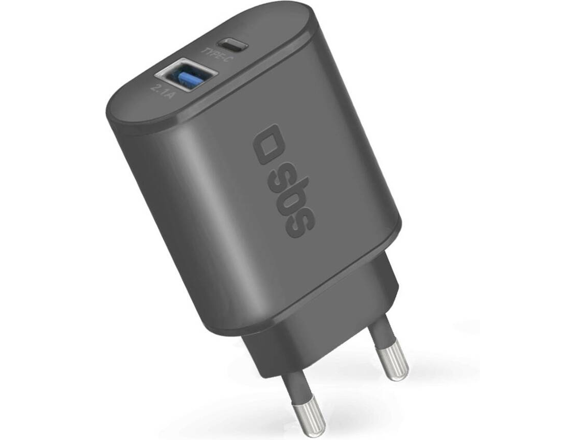 Cargador SBS (2100 mAh - 1 USB - 1 USB-C - Negro)