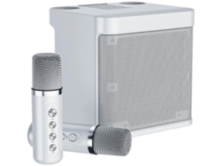 KLACK Karaoke Altavoz subwoofer con micrófono dual Bluetooth 100W Cambio de voz Plata