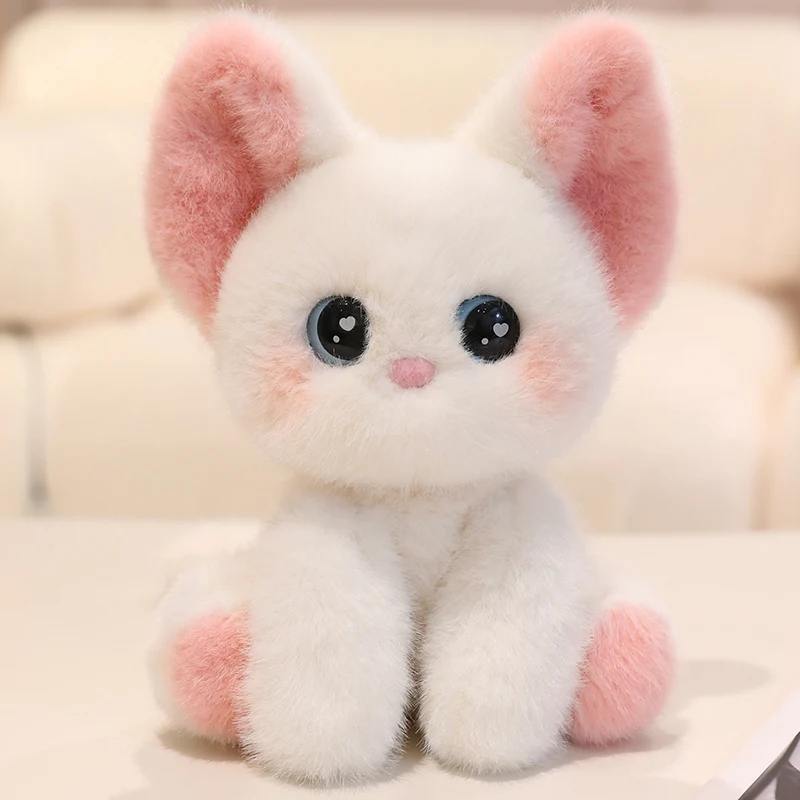 Peluche de gato siamés Devon sentado, súper lindo, ideal para decorar el hogar y la oficina. MDUG (gato Devon blanco de 24 cm).