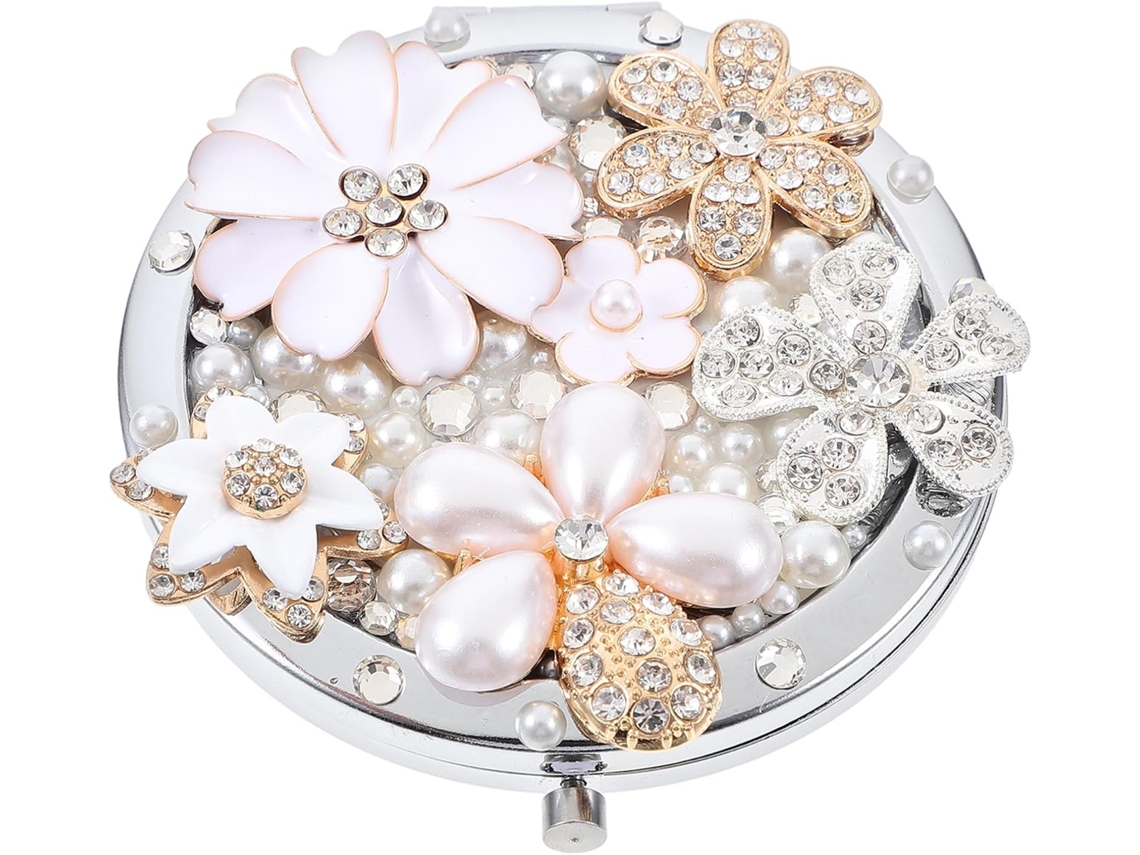 Miroir De Maquillage Pliable Mini Grossissement 1x Cosmétique à Fleurs De Marguerite portátil con...