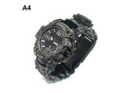 Reloj de pulsera táctico de supervivencia para exteriores 7 en 1 con brújula, raspador, silbato y herramientas de camping.