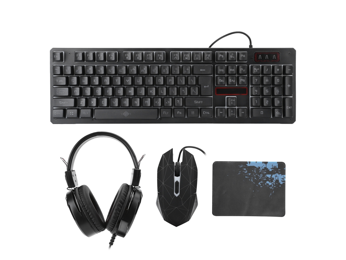 Conjunto De Teclado, Ratón Y Auriculares Para Juegos Con Iluminación Usb Para Ordenador/portátil - Negro