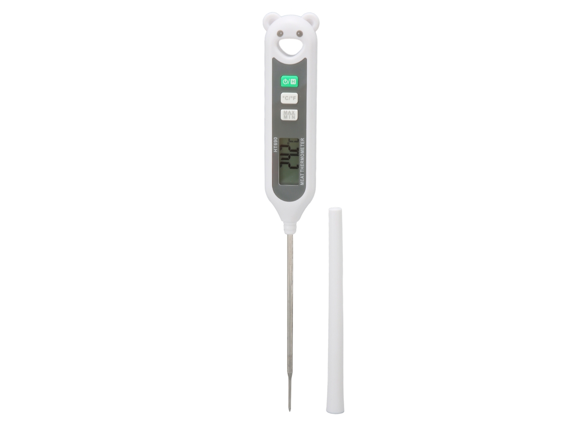 Termómetro Digital Para Carne Con Sonda Ht690, Pantalla Lcd, Medición Rápida, De -50 A 300 ℃, Resistente Al Agua, Abs.
