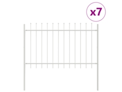 Valla metálica para exterior Vidaxl de 7 paneles, color blanco (170 x 3,4 x 130 cm)