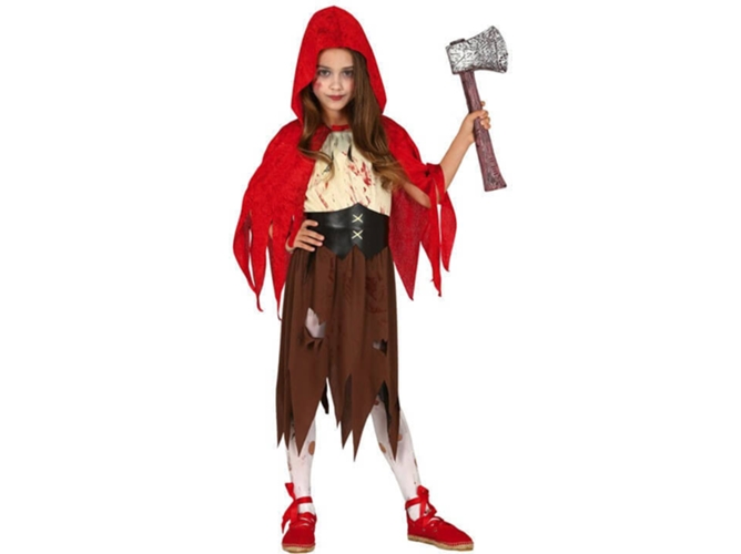 Disfraz de Niña DISFRAZZES Caperucita Zombie Rojo Y Castaño (Talla: 7 a 9 años)