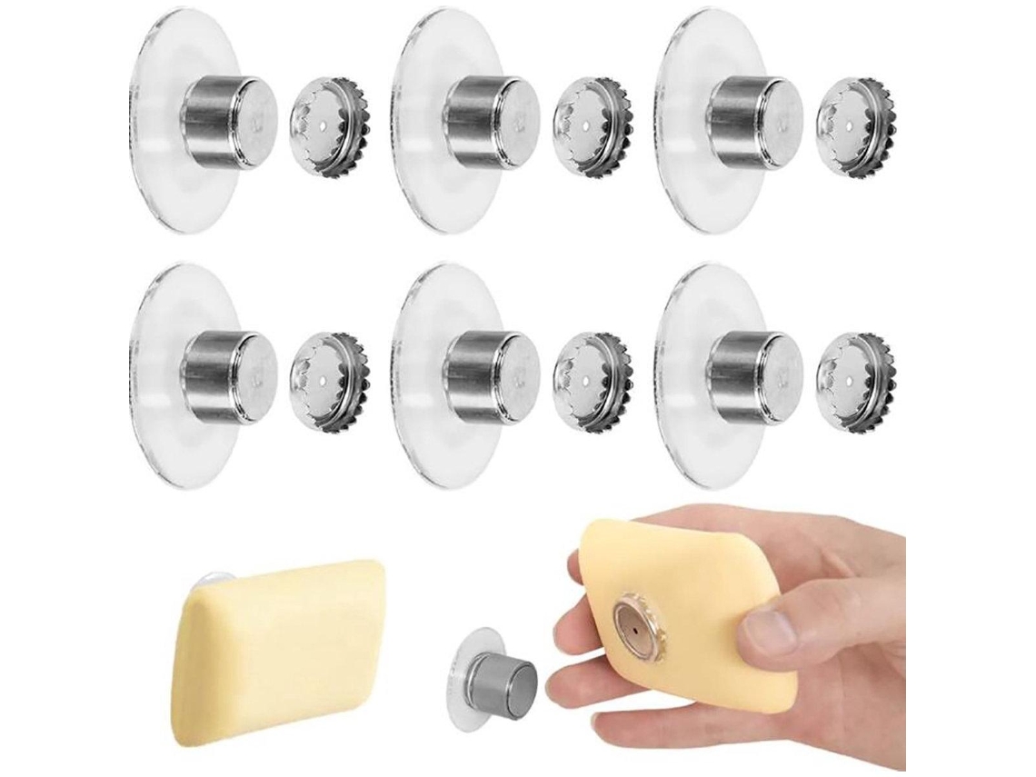 Jabonera Magnética Para Baño - Acero Inoxidable Para Montaje En Pared - No Requiere Taladro - 40x26 Mm