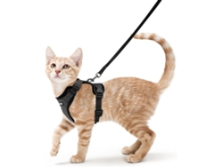 Harness Cat Con Plomo, Black Soft Harness For Cats, Chest Harness, Cat Harness, Escape Proof, Adjustable Cat Vest, Black, Xs