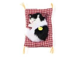 Muñeco De Trapo De Peluche Con Forma De Gato Durmiendo, Con Sonido, Ideal Para Decoración Del Hogar (blanco Y Negro).