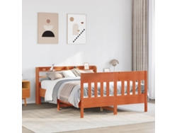 Cama Sin Colchón Madera Maciza De Pino Marrón Cera 140x190 Cm