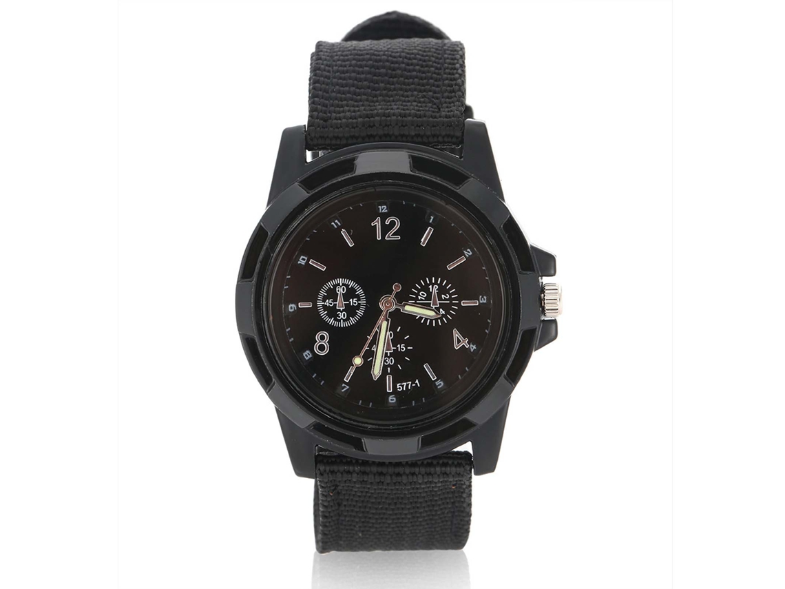 Reloj De Pulsera Electrónico Analógico, Estilo Militar, Con Correa Redonda De Nailon, Negro.