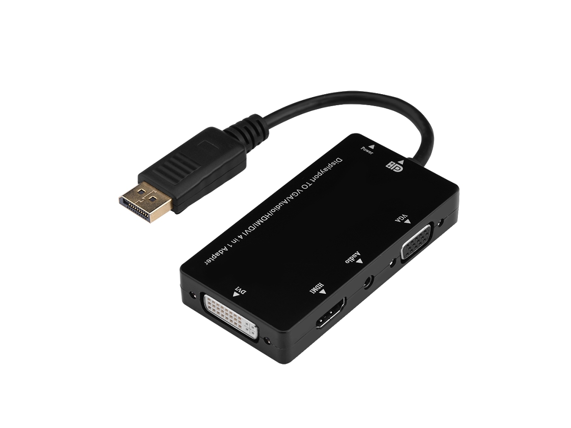Adaptador Displayport 4 En 1: Convierte Dp A Hdmi, Vga, Dvi Con Audio Para Pc