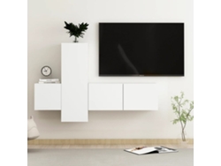 Conjunto de 3 muebles de TV con derivados de madera, blanco, DKD HOME DECOR