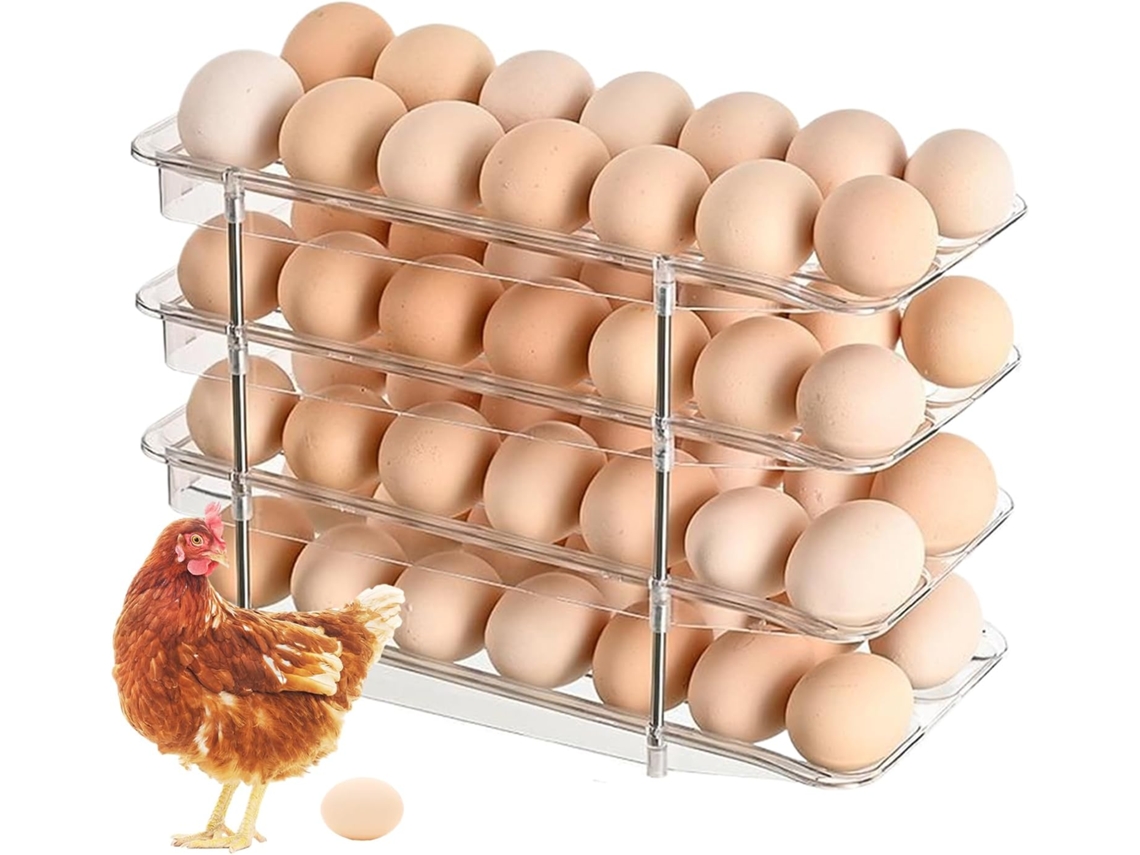 Bandeja Para Huevos, Dispensador De Huevos Para Refrigerador | Caja Transparente Grande De 4 Niveles