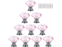10 Tiradores De Cristal Rosa Para Cajones De Armarios, 30 Mm, Con Tornillos, Estilo Elegante.